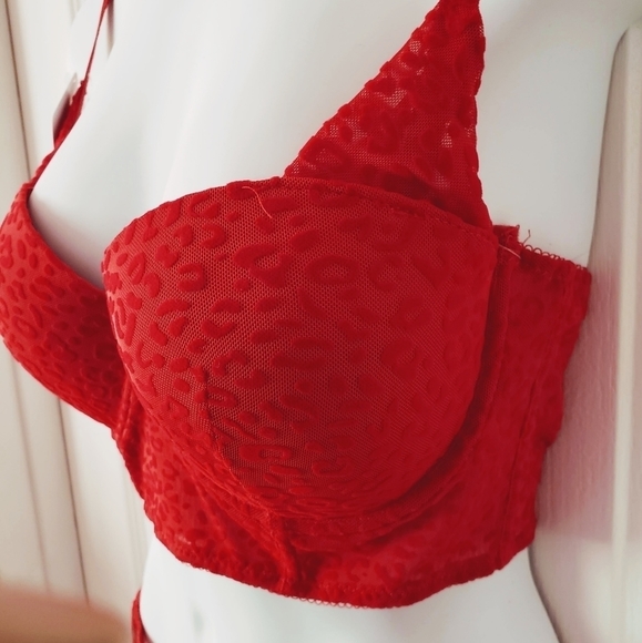 Rene Rofe Balconette and Panty Set Red 36C - Picture 4 of 7
